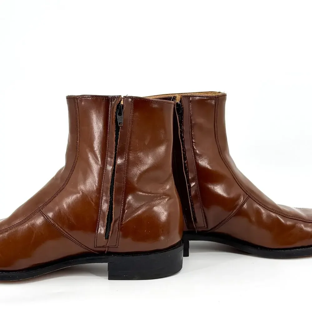 Vintage 70s O'Sullivan Brown Leather Mod Ankle Boots